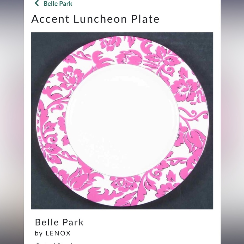 Set of 6- NWT- Lenox and Kate Spade Belle Park Luncheon Plates